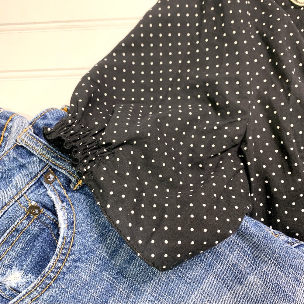 Eyeshadow Black Polka Dot & Lace Plus Size Top View 4